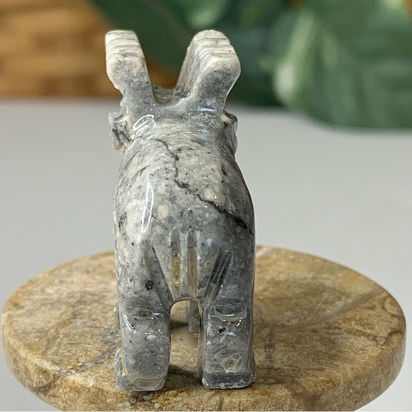 Miniature MOOSE Stone Carving Mini Figurine Steatite Soapstone Carved Animal Elk - Picture 7 of 12